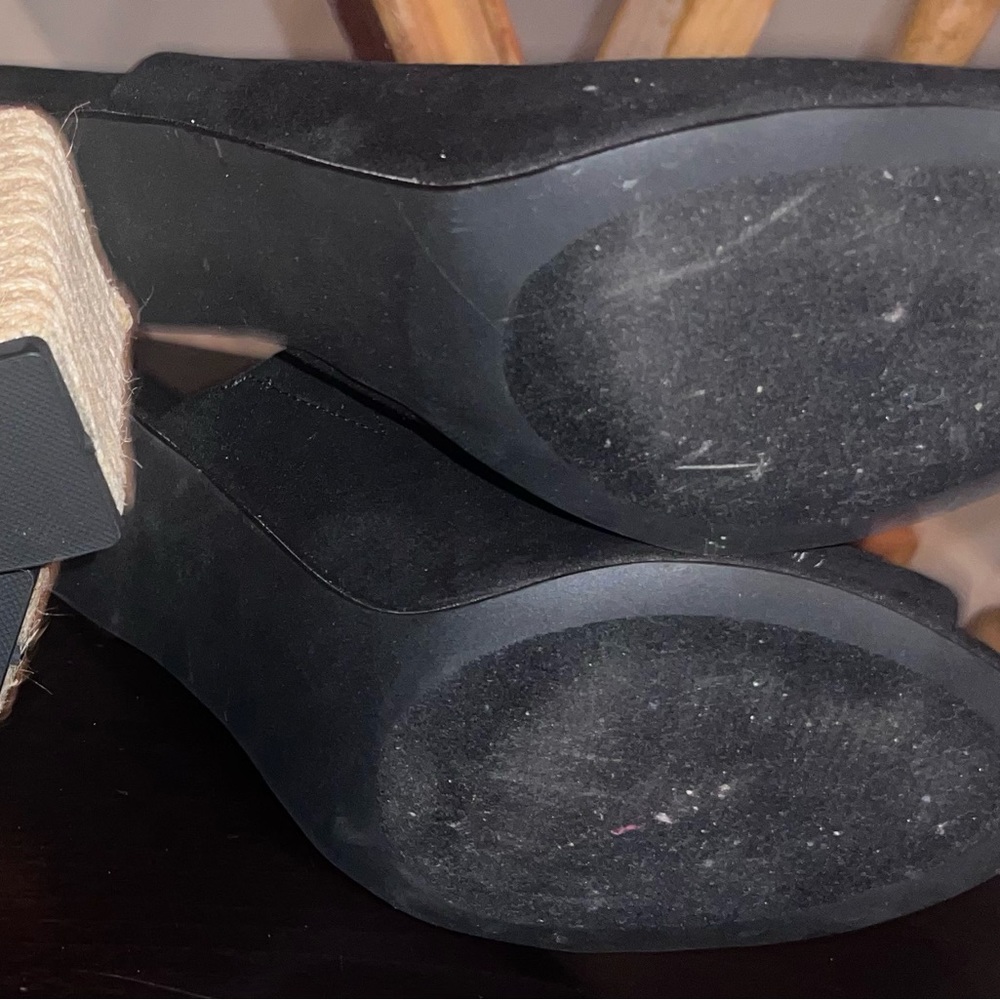 Just fab cork heeled suede mules